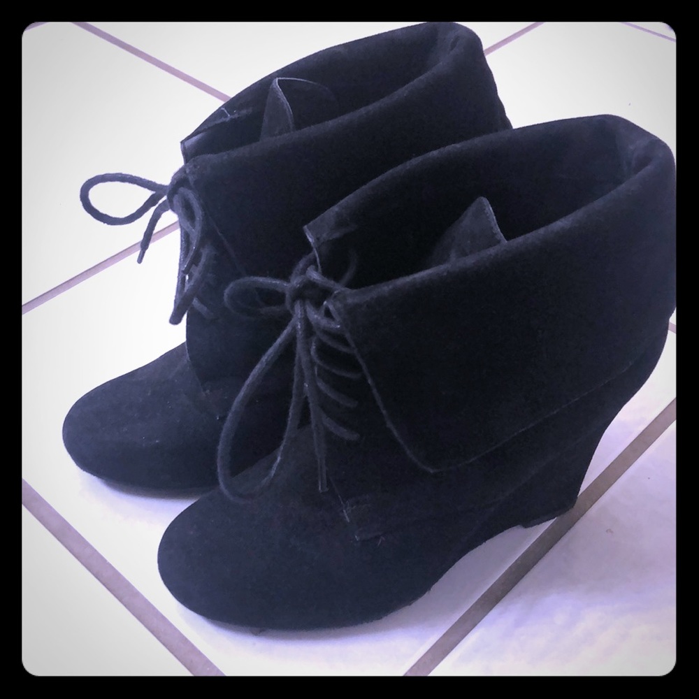 Suede wedge booties